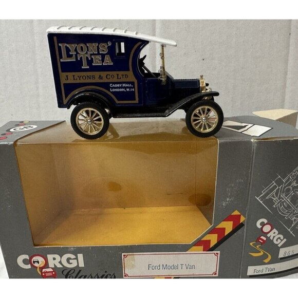 Corgi Die Cast C865 Ford Model T 1915  J Van Lyons Co LTD Tea Blue Original Box - Picture 3 of 4